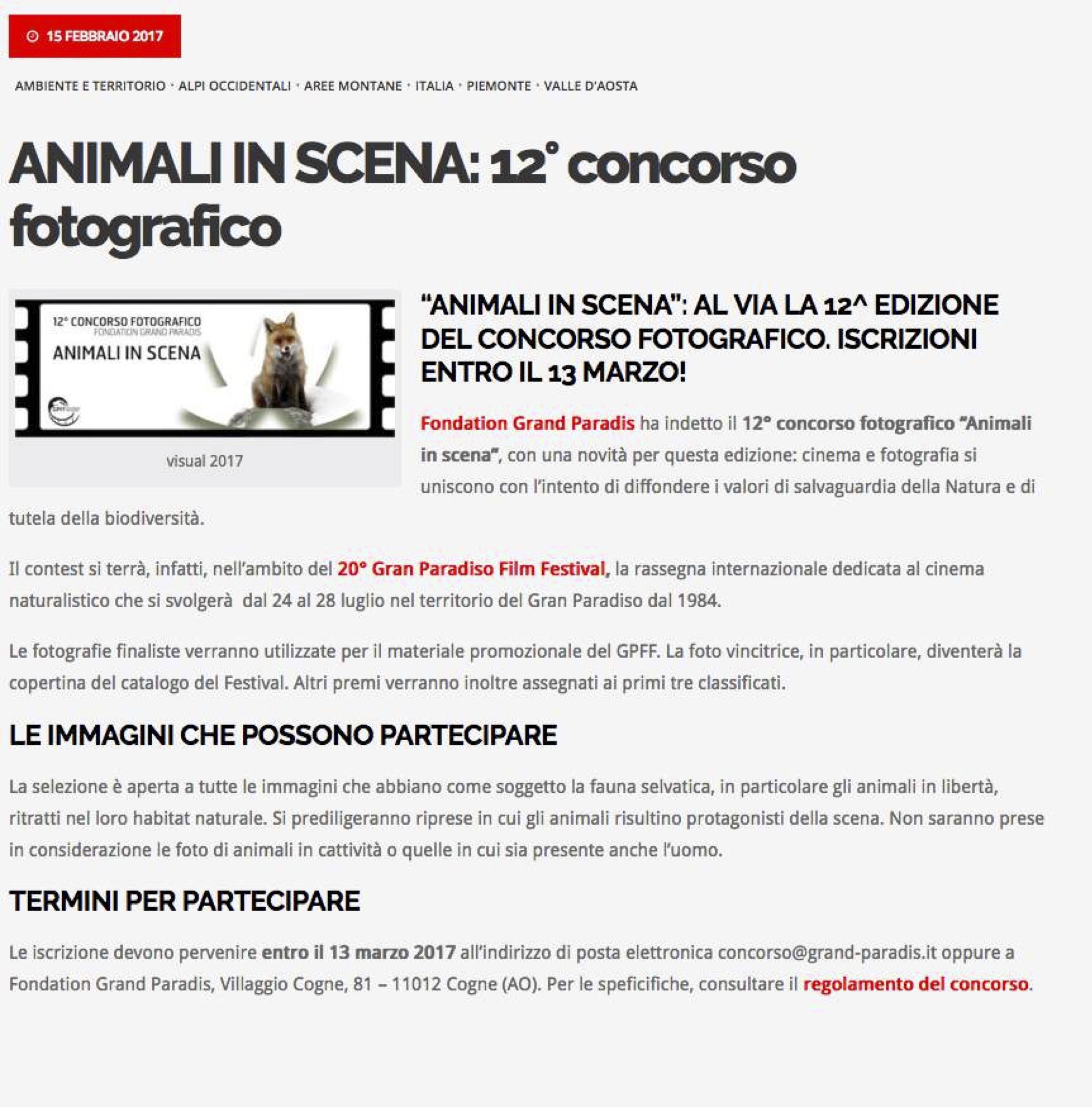 2017-02-15 Mountainblog Animali in scena 12concorso fotografico